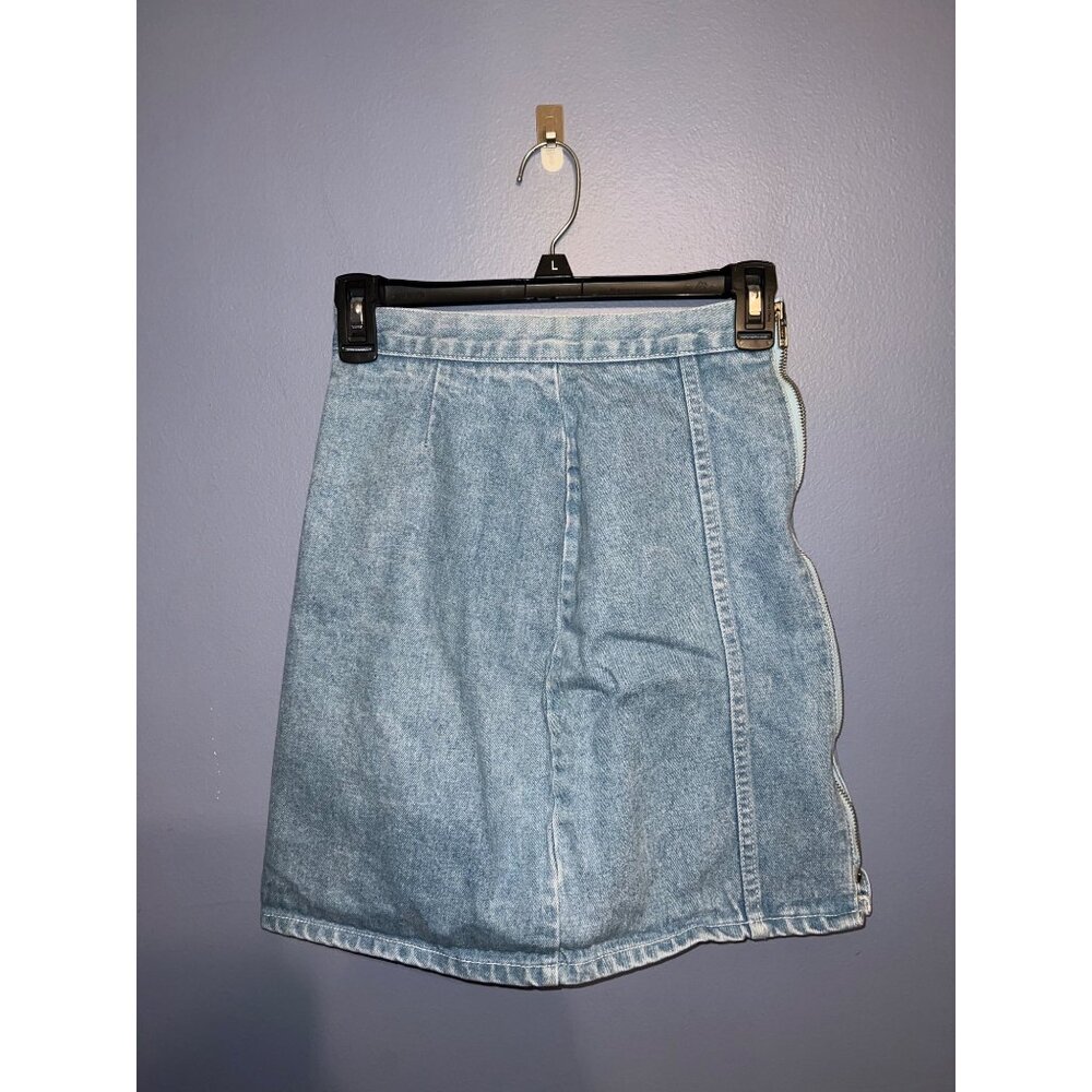 Vintage Y2K Juniors Light Wash Full Size Zip Denim Skirt Size 2/24” Jean‎ Skirt
